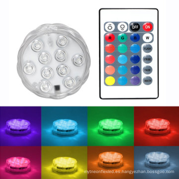 10 LED Multicolor Piscina sumergible Fiesta impermeable Florero Floralytes Base de control remoto bajo el agua Led Piscina luz del té